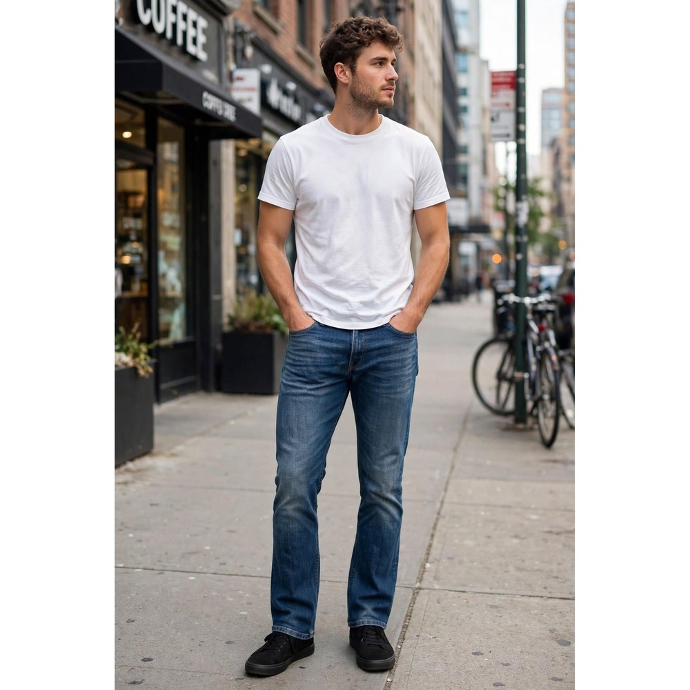 Levi's Mens 30x30 527 Slim Bootcut Jeans Medium Wash Whisker Fade Denim